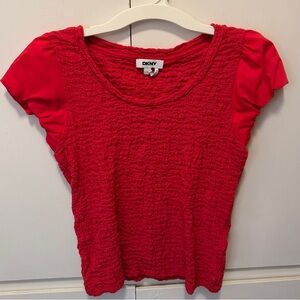 DKNY Red Textured Crop Top